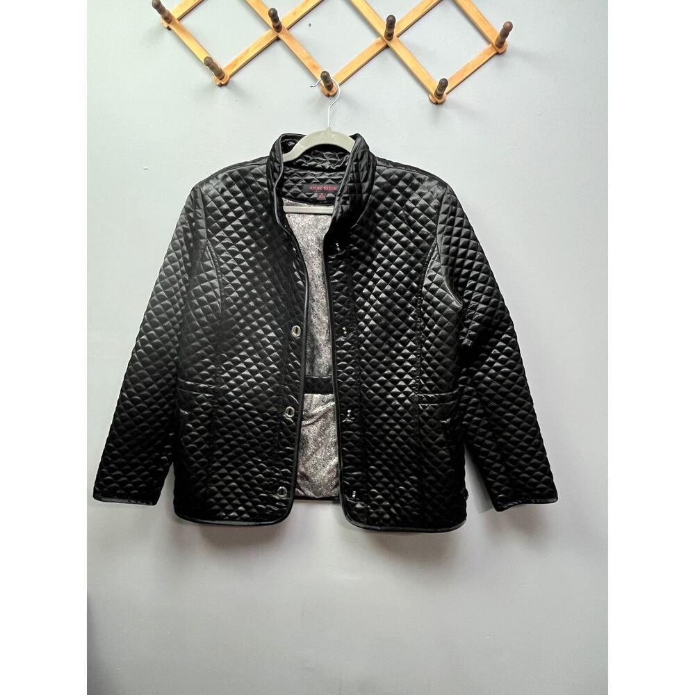 Anne Klein black quilted ladies medium jacket-FLAW‎